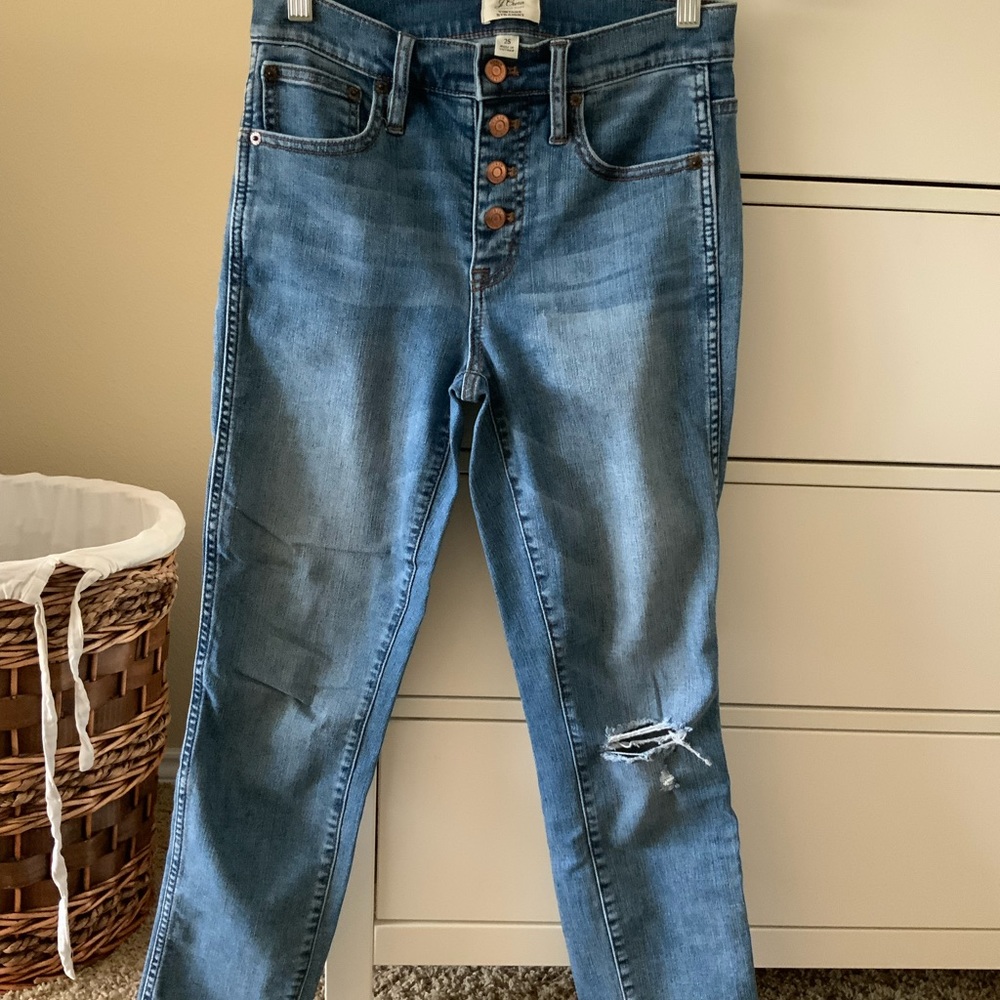 J. Crew button fly jeans, vintage straight leg. Size 25
